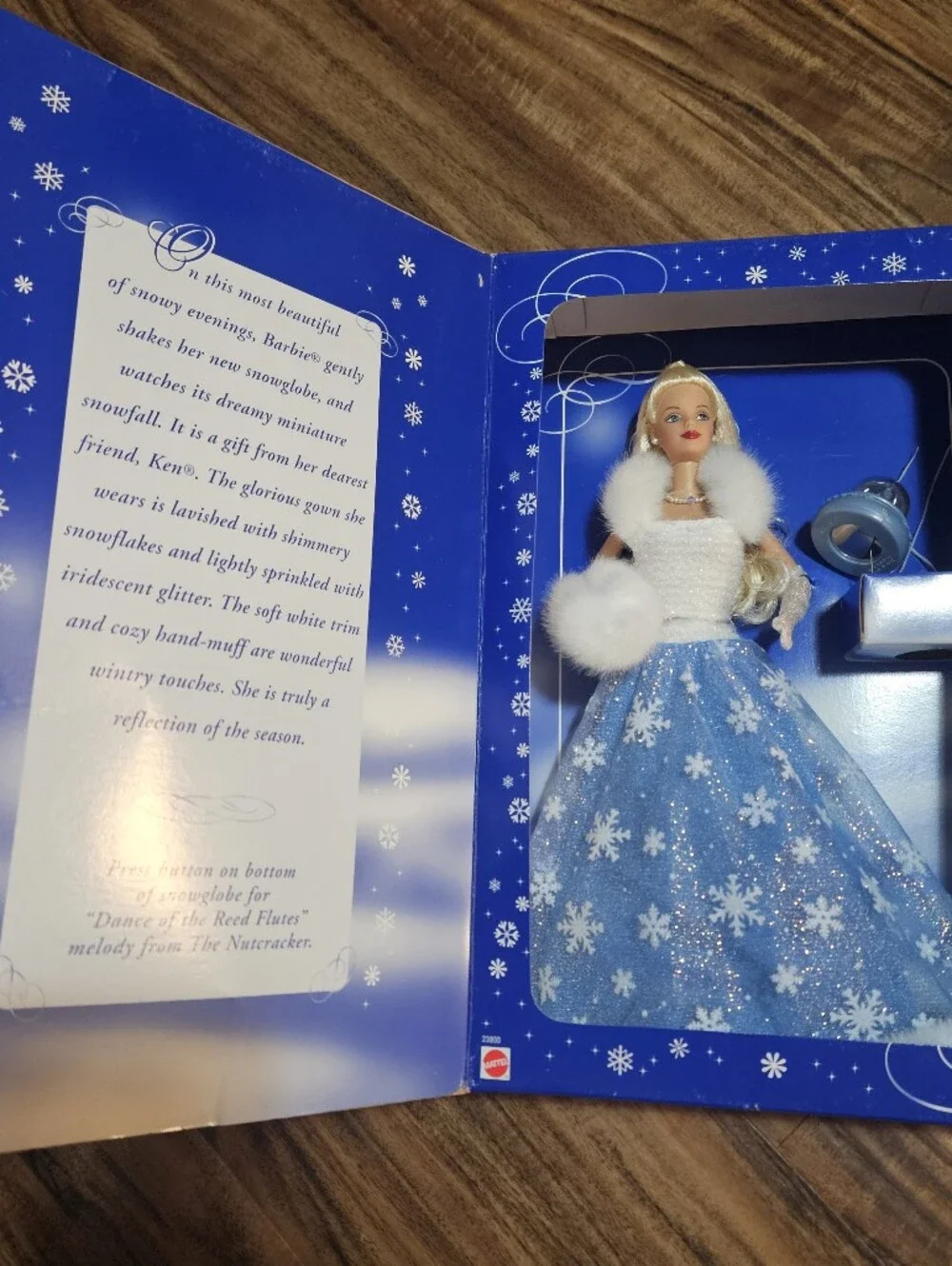 Barbie Blue Snowflake Gown with White Fur Trim
